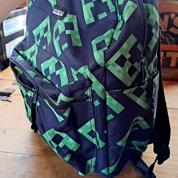 Back-to-School Backpack for Kids, Mojang, Black w/ Green Creepers All Over Print - Picture 8 of 15